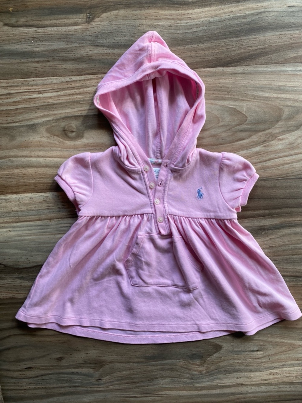 Ralph Lauren Pink Hooded Baby Cotton Dress 18 Months